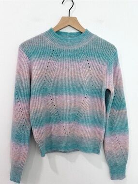 Heartloom Sky Sweater Rainbow size Small Blue Pink Knit
